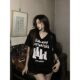 ເສື້ອຍືດຄໍ V-sleeved ເສື້ອທີເຊີດເສື້ອຍືດແຂນສັ້ນຂອງເສື້ອຍືດແຂນຂວາຂອງແມ່ຍິງຮ້ອນ cat chic ພິມອອກ slimming ບາດເຈັບແລະເຄິ່ງແຂນເສື້ອທີເຊີດເທິງ