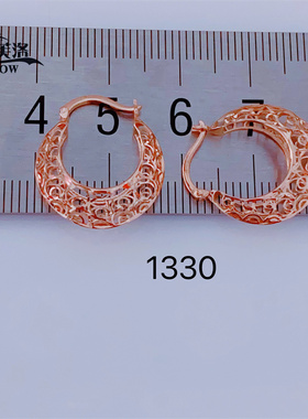 欧诗芙洛正品俄罗斯紫金Au585闪闪镂空耳环年货节特促销送礼爆闪