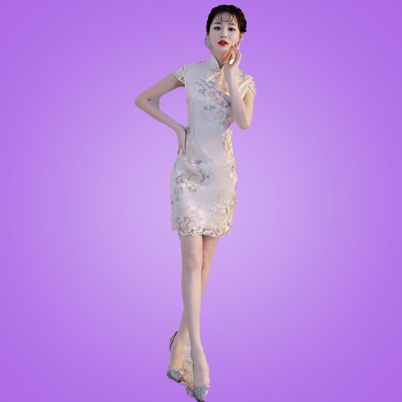 新款春夏季2020蕾丝中国风端庄时尚少女短款中长款旗袍大气小新款
