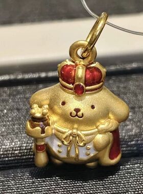沙金软萌可爱珐琅彩皇冠国王布丁狗吊坠披风权杖宫廷挂坠项链配饰