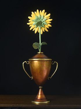 纯黄铜一举夺魁摆件创意向日葵花