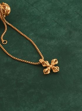 个性复古十字架金刚杵项链冷淡风