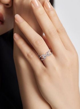 跨境新款U型创意莫桑戒指S925银