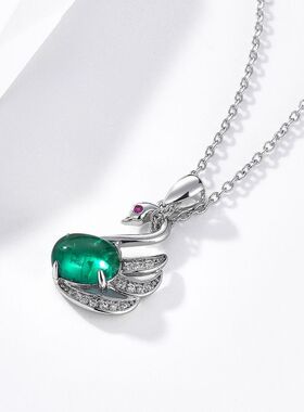 跨境新款时尚小天鹅镶培育祖母绿