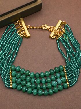 新中式串珠多圈手链沙金手串锁骨