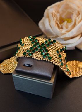 复古祖母绿X箭头表扣式可调节手