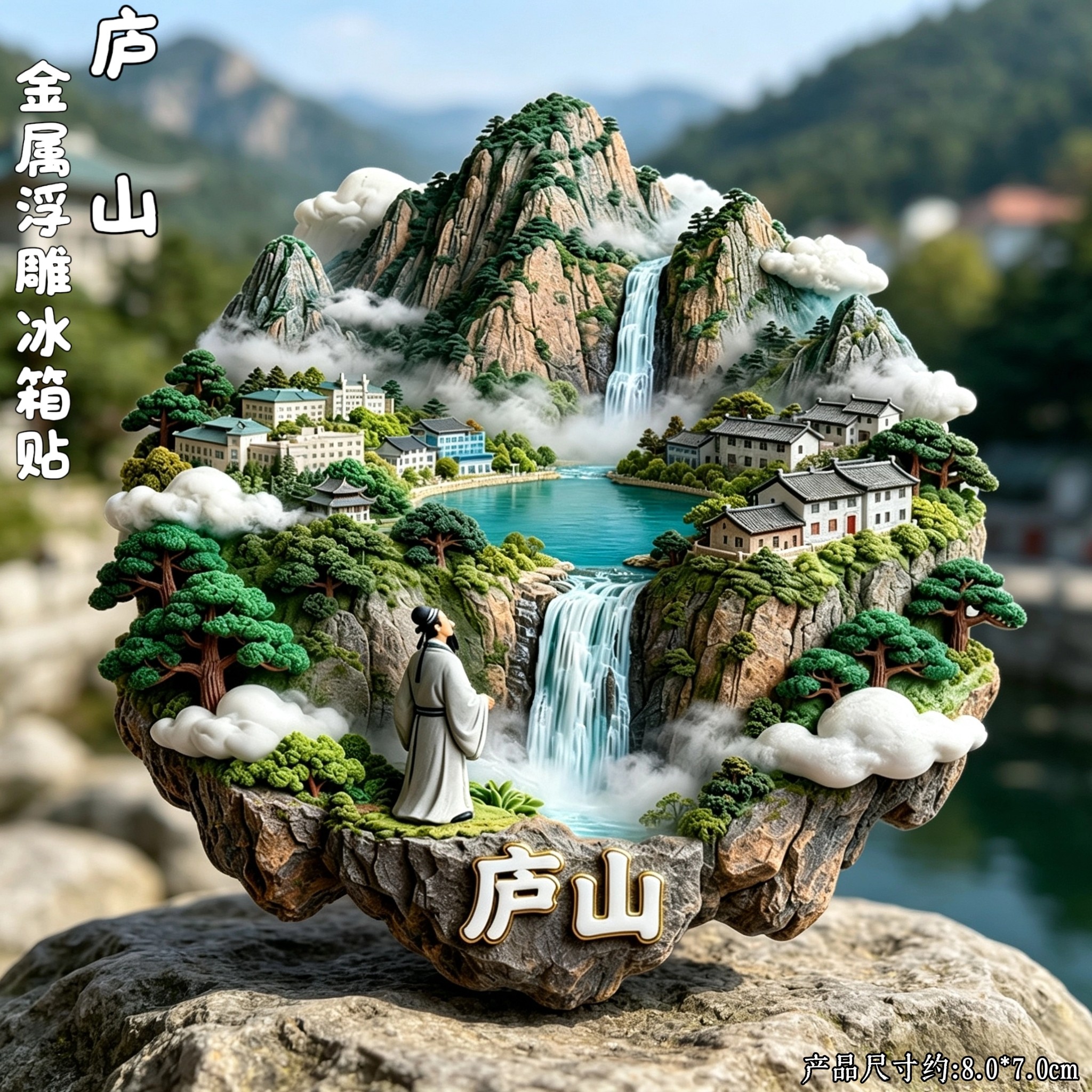 【庐山】旅游冰箱贴江西庐山五老峰城市纪念品猴子国潮木质磁力贴