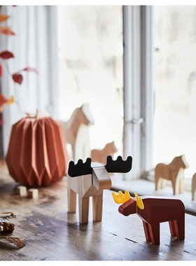 IKEA宜家 赫斯塔吉尔 装饰物驼鹿桌面台面装扮摆件卡通可爱小鹿