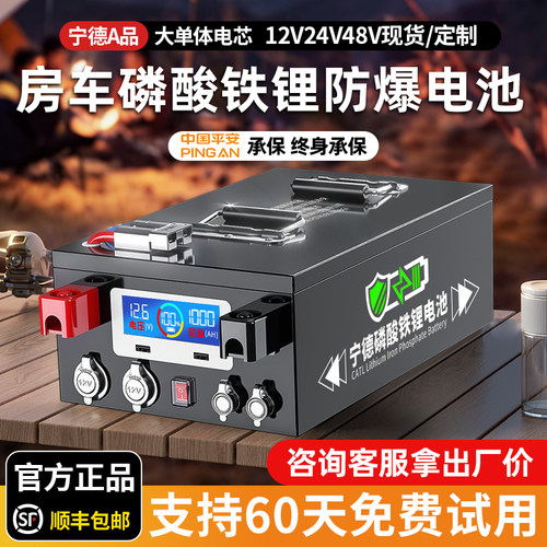 【人民保险】宁德房车专用大容量磷酸铁锂电池12v24v48伏单体电芯 - 图0