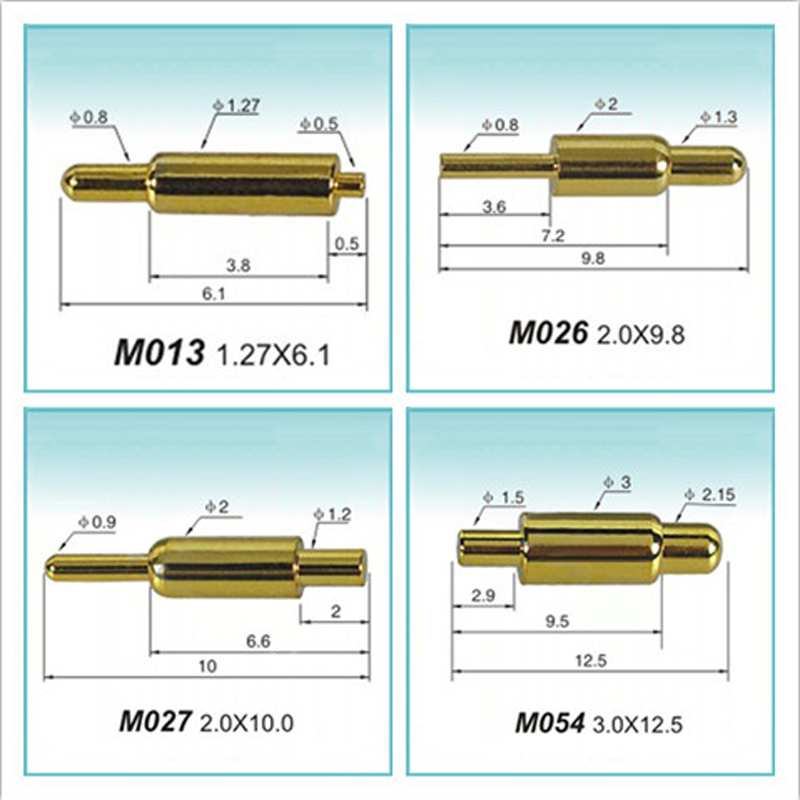 pcb导电铜针pogopin电池触点铜柱充电弹簧顶针探针电流针伸缩弹片-图0