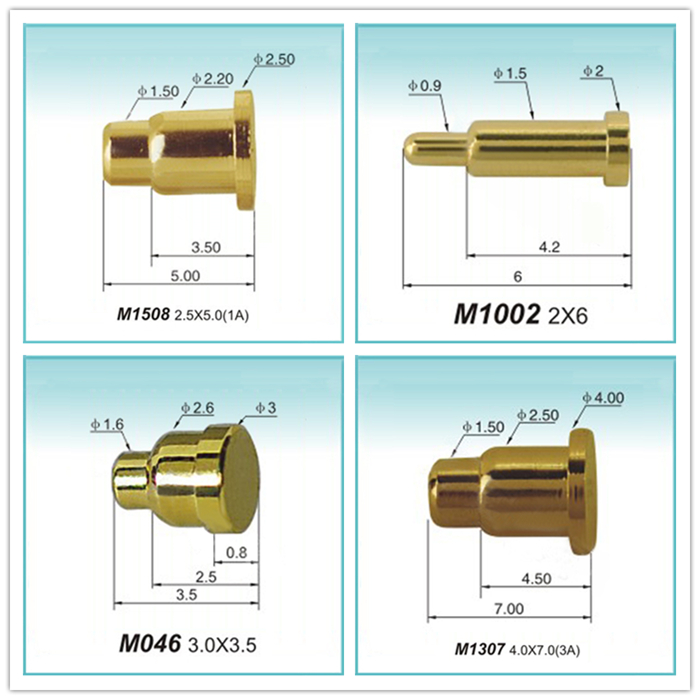 插板弹簧顶针pogopin镀金充电触点弹针pcb探针伸缩电池针pin顶针