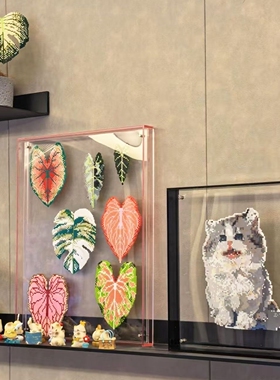拼豆展示装裱相框立体蓝色双面亚克力画框相框摆台透明收纳框挂墙
