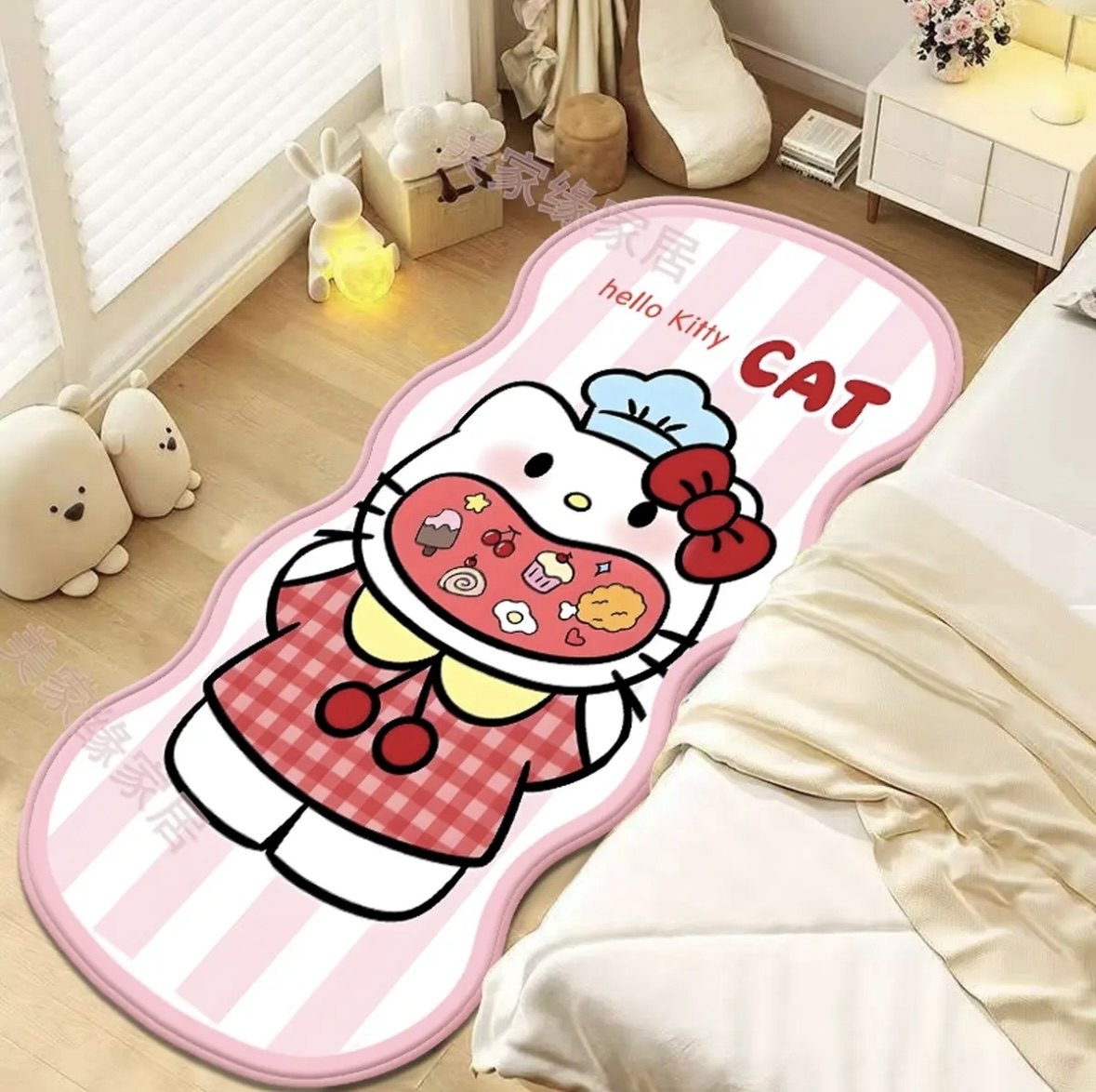 仿羊绒加厚地毯卡通毛绒床边毯可爱少女卧室脚垫凯蒂猫粉色飘窗kt,淘宝优惠券,粉丝福利购,淘宝优惠卷