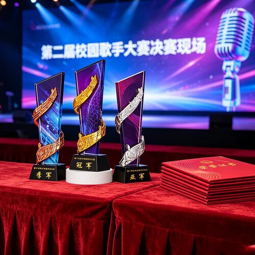 音乐音符水晶奖杯定制唱歌合唱比赛冠军校园十佳歌手颁奖钢琴演讲 - 图1