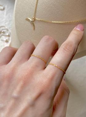 超细极简18K包金素圈戒指