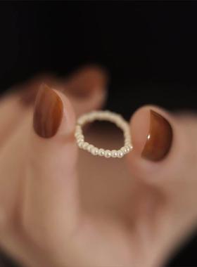 超仙法式气质珍珠串珠戒指