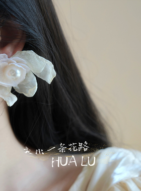 法式浪漫度假风夸张花朵耳饰