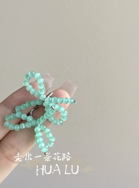 HUALU-韩系甜美~复古蝴蝶结串珠