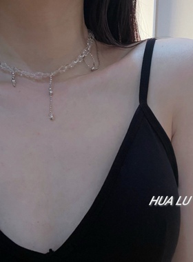 清冷高级感水晶链条锁骨水滴