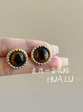 时髦圆形轻奢高级感港风百搭耳饰