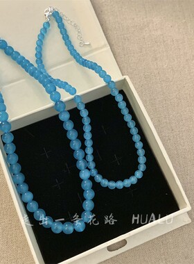 启程山海～天然石手工串珠海蓝色项链女小众清新百搭颈链锁骨链