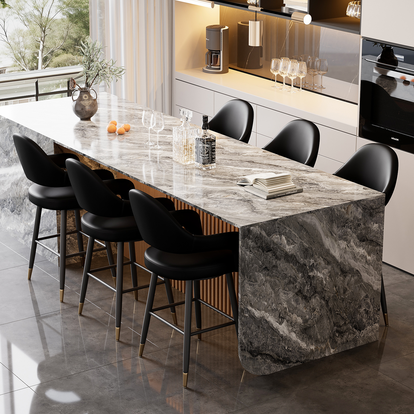 轻奢吧台椅现代家用旋转高脚凳酒吧KTV前台接待吧椅厨房岛台椅子 - 图0