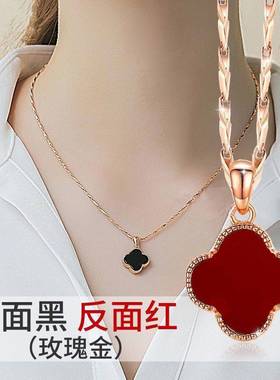 物S925纯银项链四叶草锁骨简约韩版项链女吊坠生日礼物不褪色简约