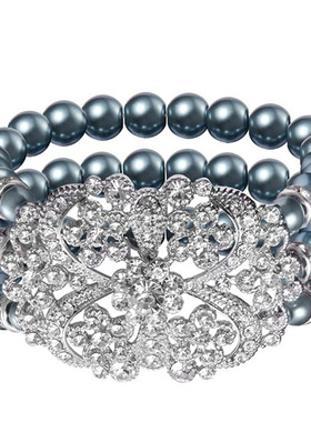 手工礼品白色金色黑色新款带钻珍珠手链新娘饰品亚马逊女生首饰