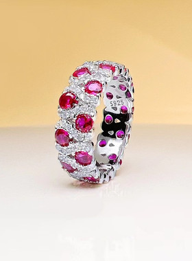 红宝石满圈排戒祖母绿戒指