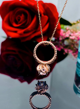 群镶花边1克拉戒指项链