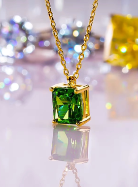 chin祖母绿长方形项链