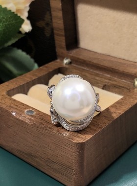 满钻丝带淡水珍珠戒指