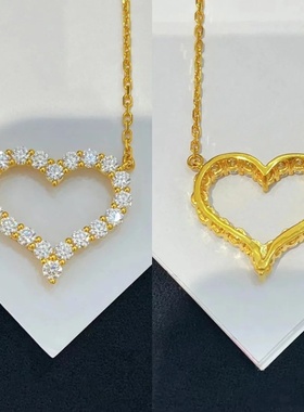 莫桑石大中小号爱心镂空锁骨项