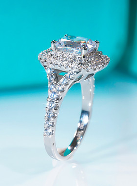 莫桑石3克拉双层方形戒指