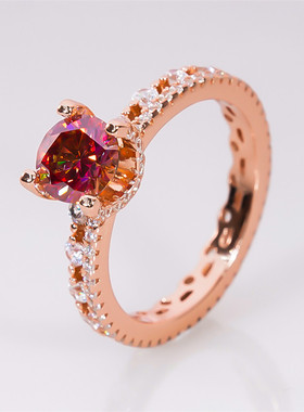 chin18K金红宝石双层复古戒指