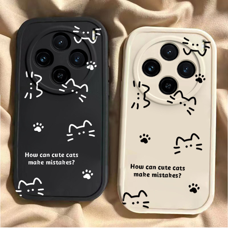 vivo X100S手机壳硅胶新款高档卡通X100S可爱全包套保护套软线条猫