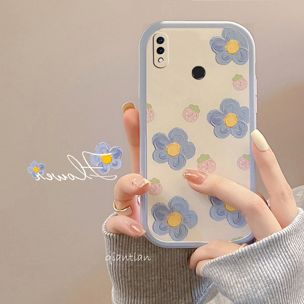 华为畅享9Plus手机壳创意可爱全包闺蜜防摔蓝花畅享9清新JKM-AL00