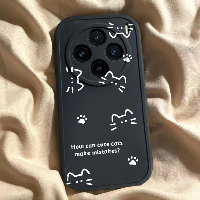 vivo X100S手机壳硅胶新款高档卡通X100S可爱全包套保护套软线条猫