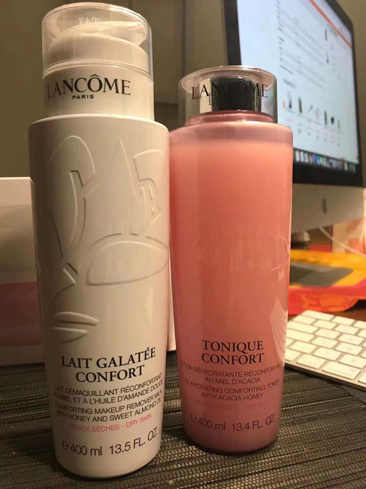 现货正品Lancome兰蔻大粉水/洁面卸妆乳400ml滋润清滢爽肤水套装