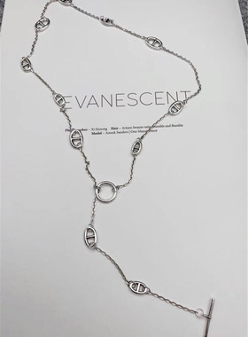 纯银可调节吊坠复古毛衣链