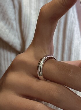 克罗潮925纯银指环光面戒指CHGD唐嫣同款爱心男女尾戒情侣对戒子