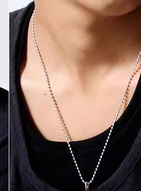 925纯银项链百搭纯银情侣圆珠链