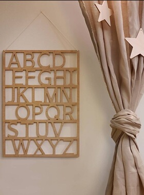 实木镂空窗户儿童房摄影道具挂饰