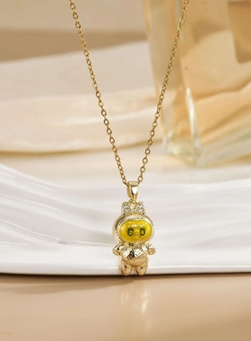 爆款滴油拉布布微镶锆石保色labubu吊坠项链手链