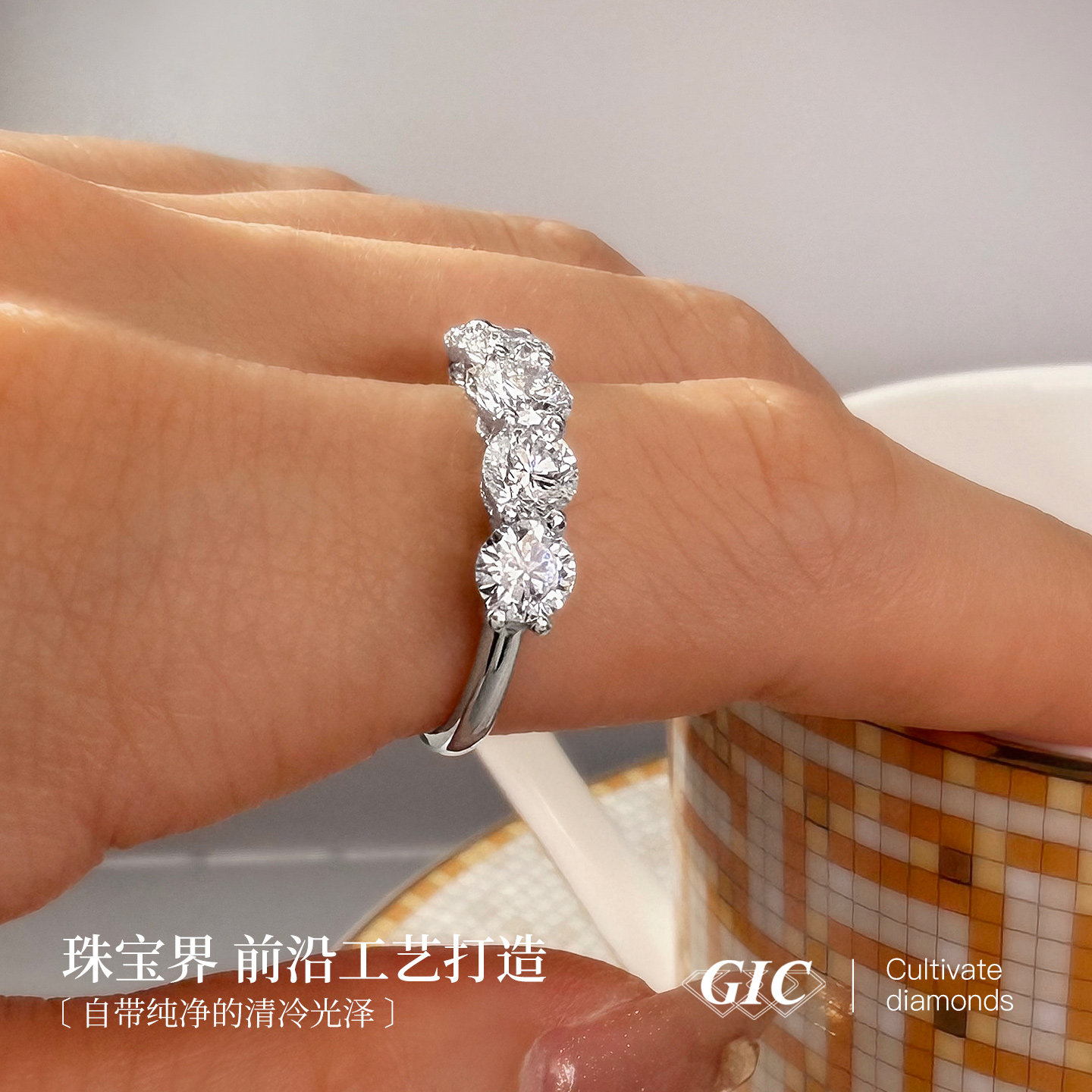 Five Princess Diamond Row Ring PT950 Platinum