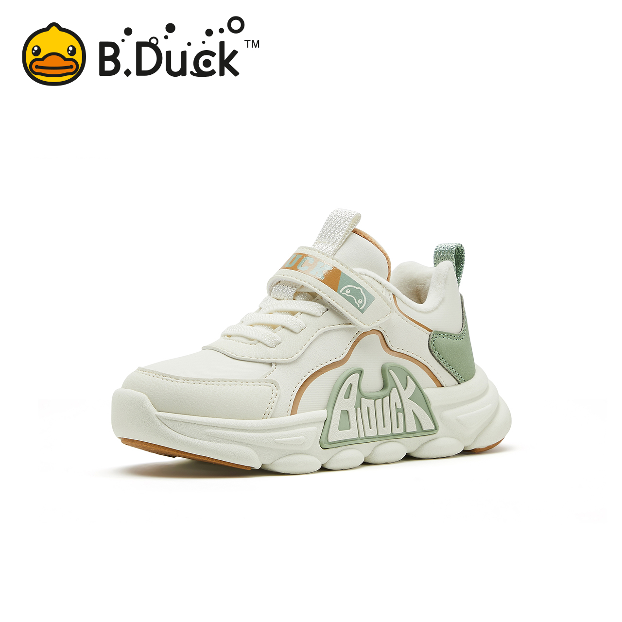 B.Duck小黄鸭童鞋男童运动鞋2025秋冬软底防滑加绒保暖儿童棉鞋潮 - 图2