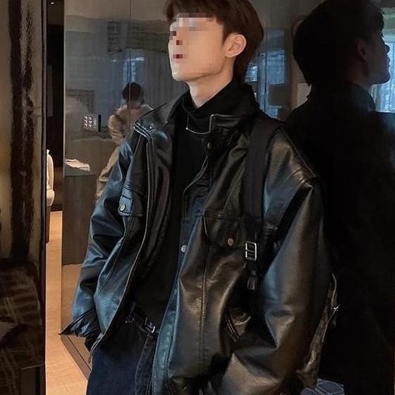 美式复古潮男皮衣外套春秋冬季洋气男士夹克帅气机车加绒加厚,淘宝优惠券,粉丝福利购,淘宝优惠卷