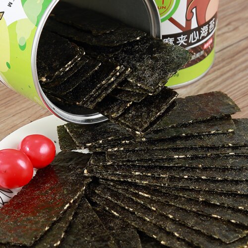 4会坤芝麻海苔夹心脆58g罐装夹心海苔味零食紫菜原味宝宝海苔 - 图1
