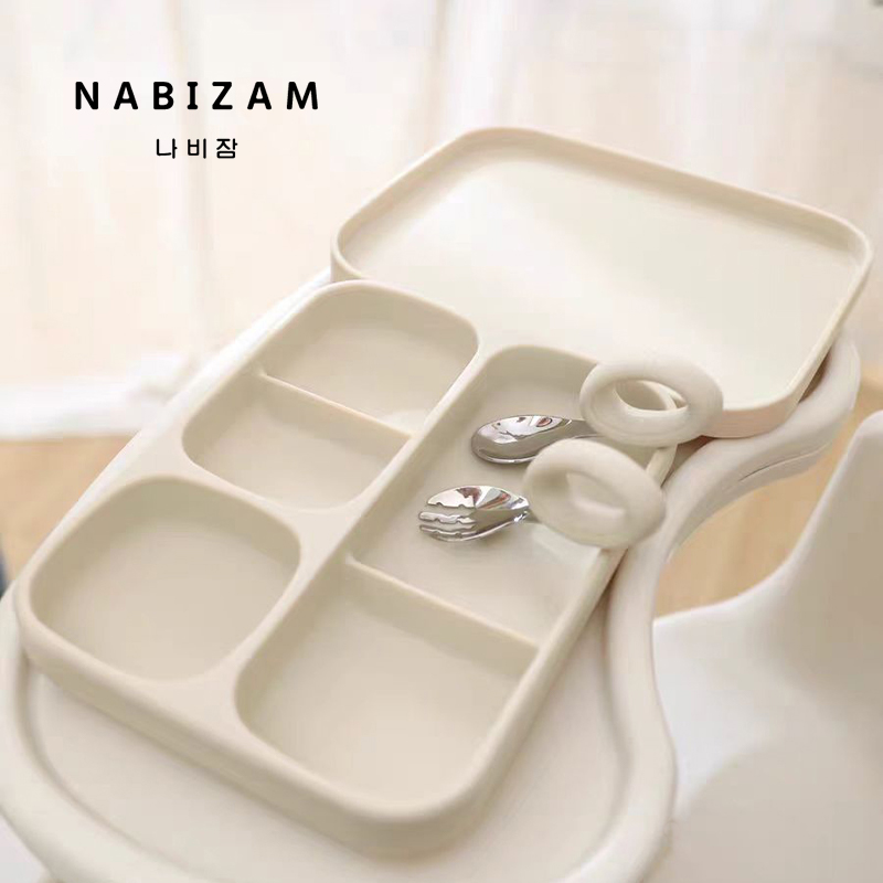 nabizam韩系INS宝宝餐盘儿童卡通分隔辅食盘防摔吸盘餐具 - 图0