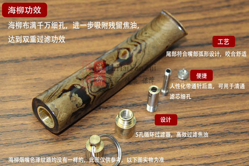 海柳烟嘴赤血柳内置6MM活性炭循环过滤一体三用粗中细烟海柳烟嘴 - 图1